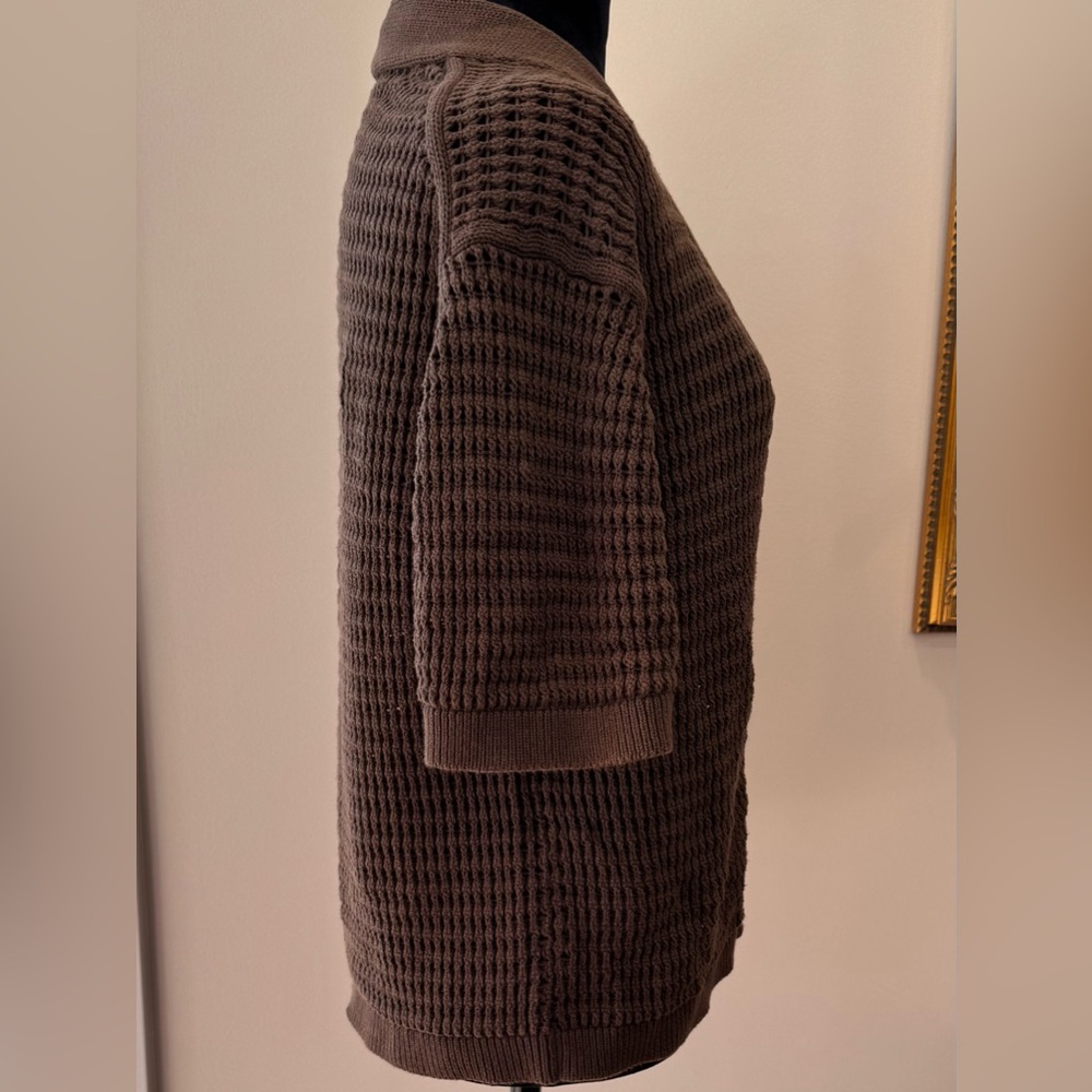 Josephine Chaus one button open weave ladies shrug‎ sweater size XL cotton brown - Picture 7 of 16